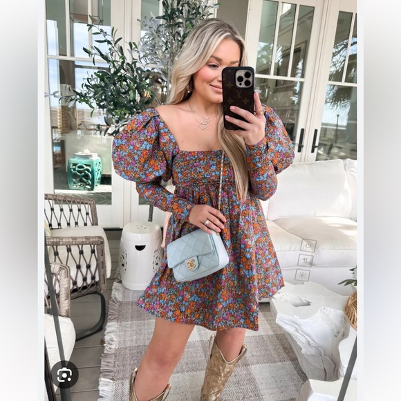 FOR LOVE AND LEMONS NWT Revolve Brittany Mini Dress floral puff sleeve size xs - Picture 5 of 14